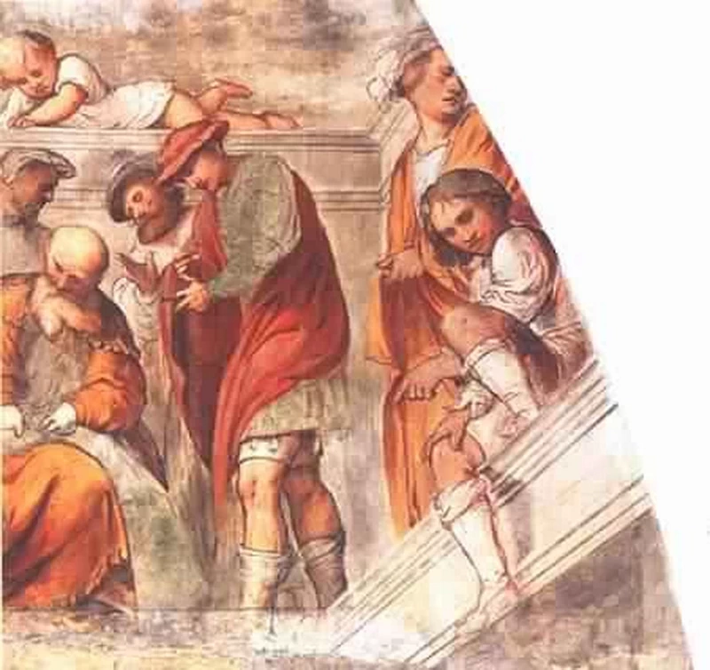 Il Romanino-319-Chiesa di S. Antonio a Breno, Brescia - Episodi da libro del profeta Daniele - dettaglio 11